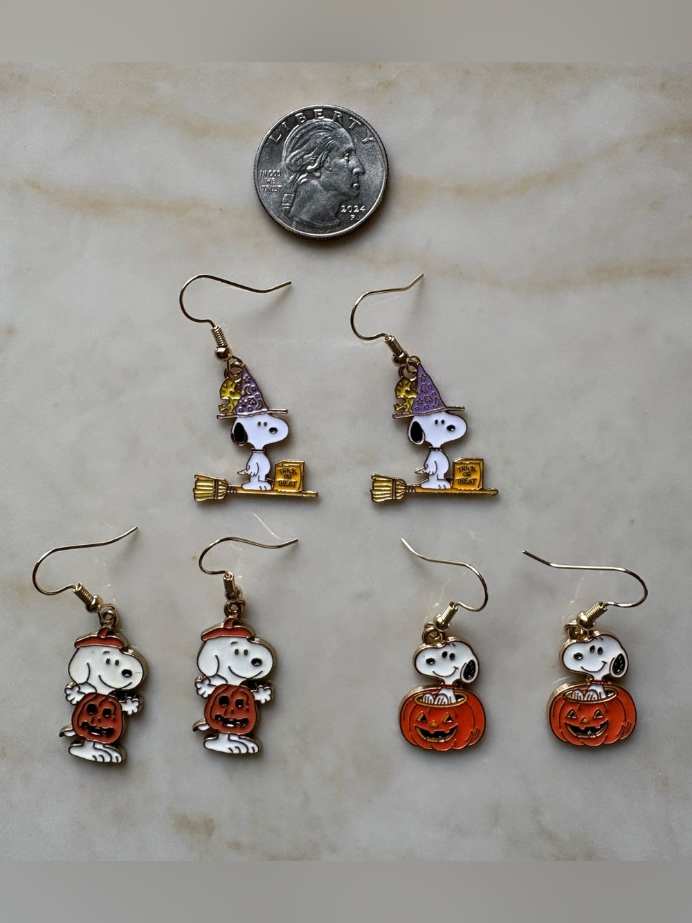 Snoopy Halloween Charm Earrings - 3 Pairs - Picture 2 of 2